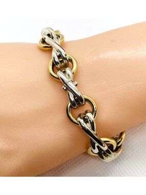 Tiffany & Co Paloma Picasso Bone Link Circles Bracelet 925 18K  6.25"